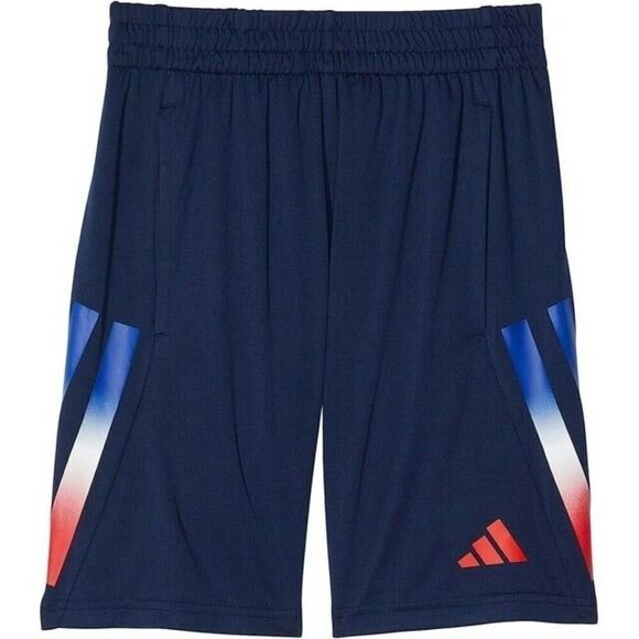 Adidas Big Boys Drawstring Shorts Gradient Bold 3-Stripe Navy with Red Sz M - Picture 3 of 8